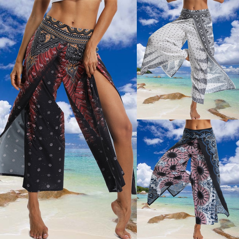 2019 Yoga Pants Women Running Pants Tights for Women Loose Yoga Trousers Baggy Boho Aladdin Jumpsuit